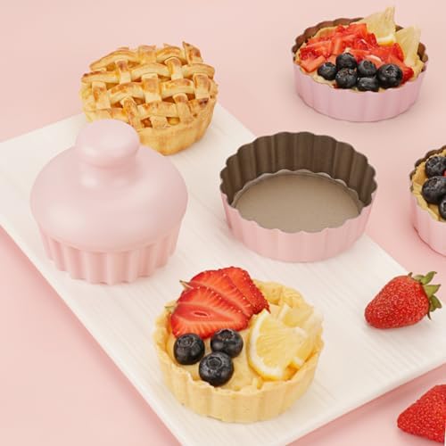 1 Inch Deep Mini Tart Pan Set, 6PCS 3.6 Inch Tart Pans with Removable