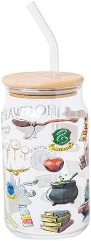 Silver Buffalo Harry Potter Gryffindor Hedwig, Glass Tumbler, 16oz