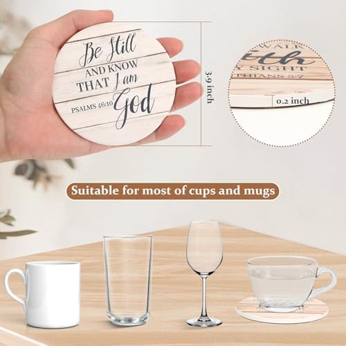 Billbotk Ceramic Coasters with Bible Verses, Christian Coasters Set of