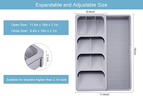 Expandable Kitchen Drawer Organizer, Adjustable Cutlery Trays and