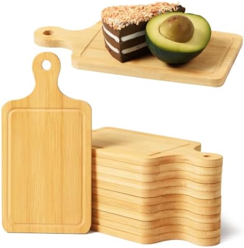 AWIZOM 6 Pcs Small Cutting Boards with Handle Mini Bamboo Charcuterie