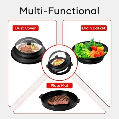 2 in 1 Microwave Splatter Cover for Food with Anti-scald Base Plate