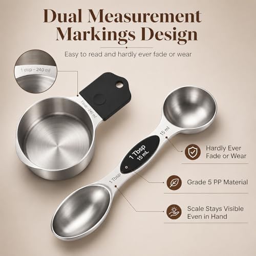 Magnetic Measuring Cups and Spoons Set - 304 Stainless Steel