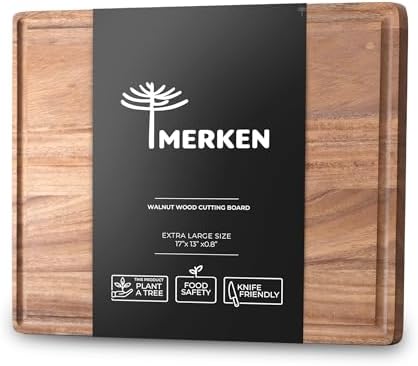 MERKEN Walnut Wood Cutting Board, 17" x 13"