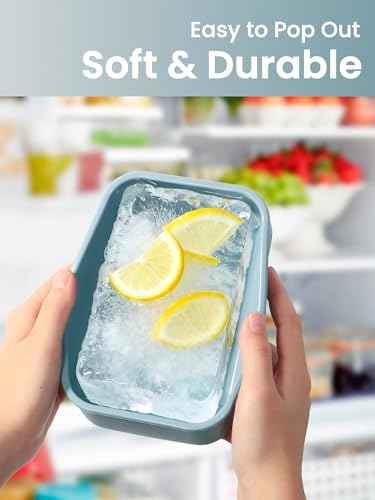 8 Pcs 2 Cup Silicone Freezer Trays With Lid, 16 oz, Slate Gray