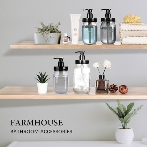Amolliar Plastic Mason Jar Soap Dispenser with Pump Lid 16OZ -2 Pack