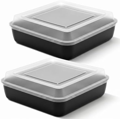 8x8 Baking Pan with Lid 2Pcs Stainless Steel Square Cake Pan for