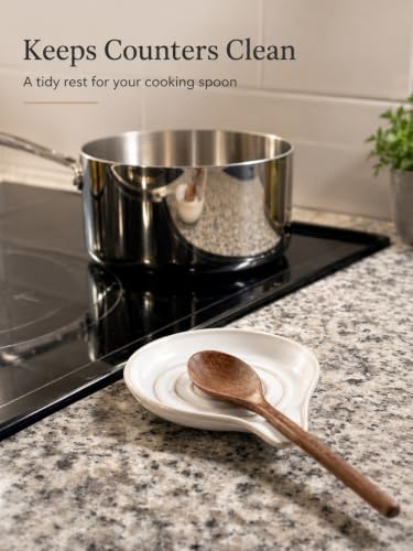 LAUCHUH Spoon Rest for Stove Top, Ceramic Spoon Holder for Kitchen