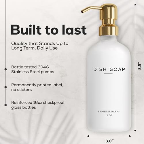Luxury Glass Hand and Dish Soap Dispenser Set by Brighter Barns