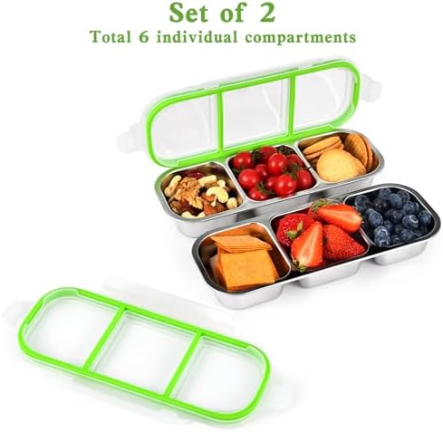 UPTRUST Reusable Snack Containers with Lids, 2pcs Stainless Steel