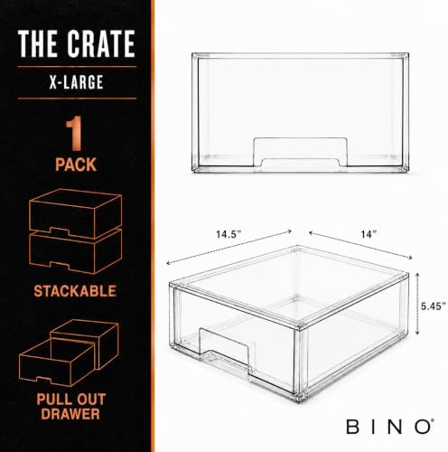 BINO Stackable Storage Drawers, X-Large, Clear