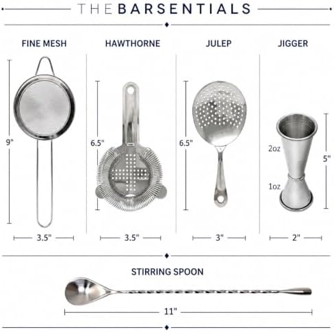 Cocktail Strainer Set Stainless Steel Bar Tools with Stirring Spoon