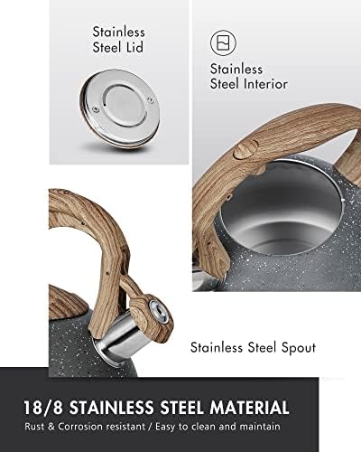 POLIVIAR 2.7 Quart Natural Stone Stainless Steel Tea Kettle