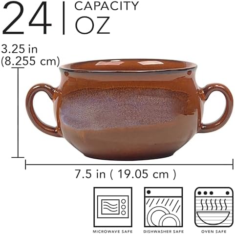 Stoneware 24oz Reactive Glaze Soup Crocks Set of 4: Perfect for soups