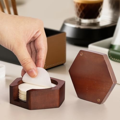 Espresso Coffee Paper Filter Holder - Wooden Coffee Filters Storage