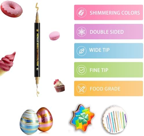 ZJSJSP 4PCS Edible Metallic Markers, Gold and Silver