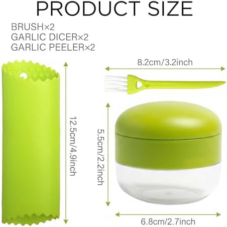 2-Pack Stainless Steel Garlic Press Set with Peeler and Brush