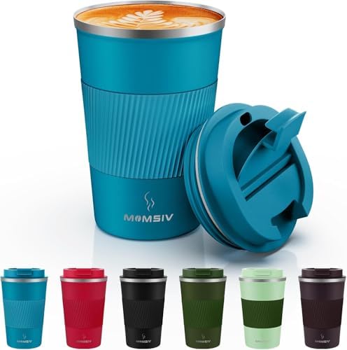 MOMSIV 12oz Travel Coffee Mug, Insulated Coffee Cup with Leak Proof