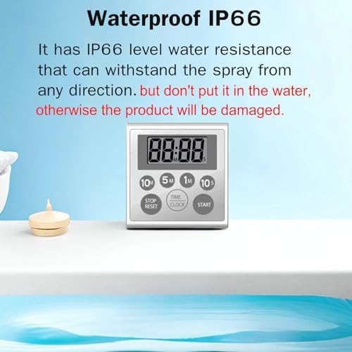 Digital Waterproof Shower Timer with Large LCD Display