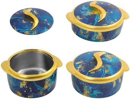 3-Piece 2.6/2.1/1.3qt Thermal Casserole Dish Set with Lids, Insulated Stainless Steel Container for Hot & Cold Food, Serving Bowl for Buffets, Parties, Holidays - Blue