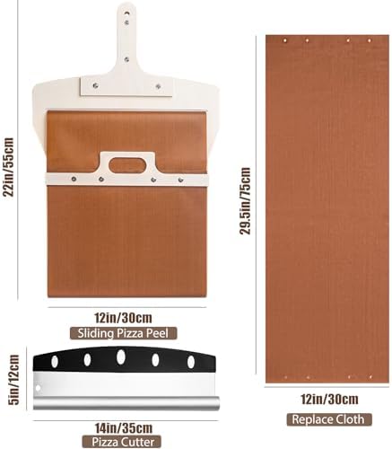 Sliding Pizza Peel with Cutter, 12” Wood