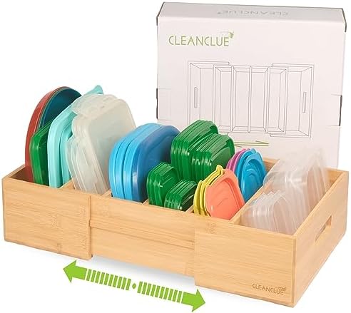 CLEANCLUE Bamboo Expandable Pot Pan and Lid Organizers under Cabinet