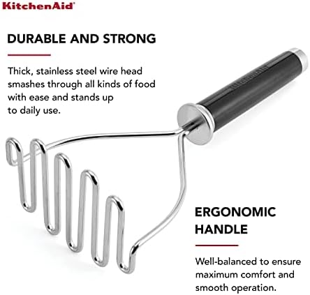 KitchenAid Gourmet Stainless Steel Wire Masher, 10.24-Inch, Black