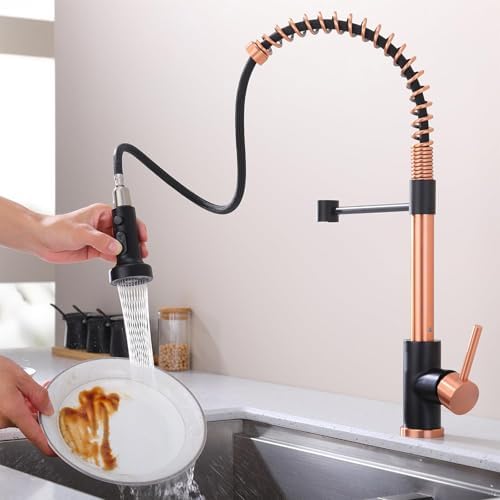 Avola Copper Pull-Out Kitchen Faucet, Rose Gold