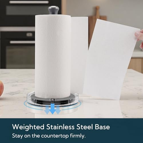 KITCHENDAO One-Handed Countertop Paper Towel Holder, Stainless Steel