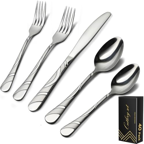 40-Piece Silverware Set for 8, 18/0 Stainless Steel