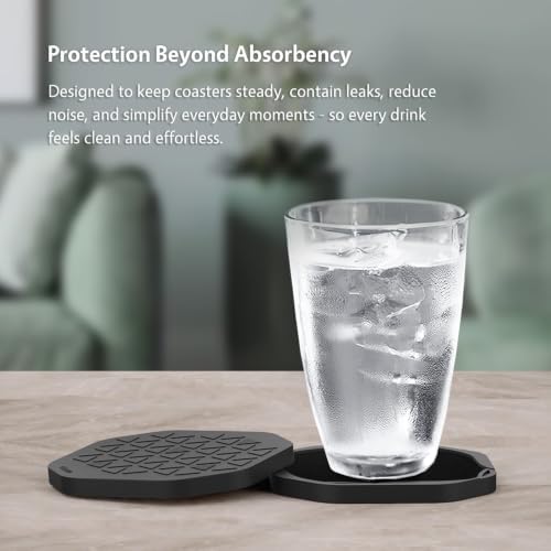 UMIRRO Absorbent Felt & Silicone Drink Cup Coasters Set of 6 with