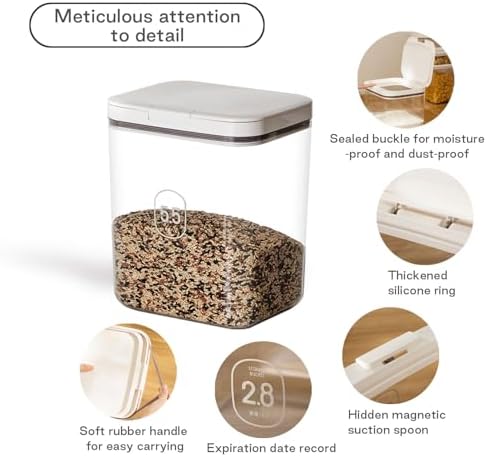 LivLab Mker 5 lb Airtight Dog Food Storage Container with Scoop, White