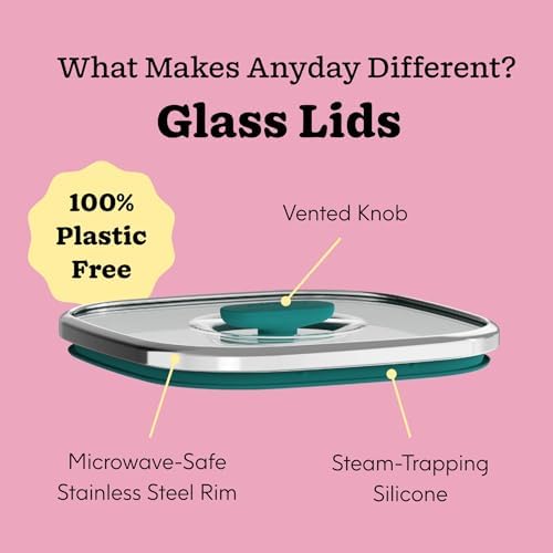 Anyday 10-Cup Square Glass Food Storage with Glass Lid | Plastic-Free