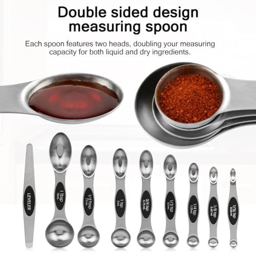 17 Pieces Stainless Steel Measuring Cups & Magnetic Measuring Spoons