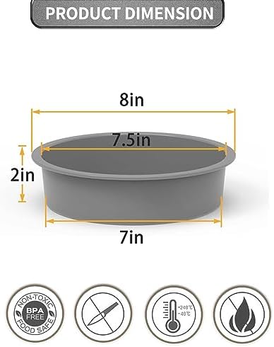 7 Inch Cake Pan 2 Pack, Round Silicone Baking Molds for Air Fryer &