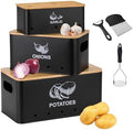 Metal Onion Garlic Potato Storage Set, Kitchen Vegetable Storage Tins