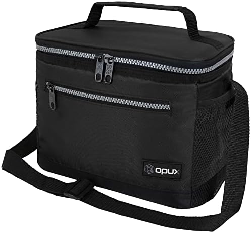 opux Insulated Lunch Bag for Men and Women, Black