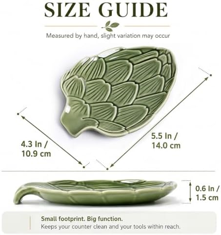 Ceramic Spoon Rest for Stove Top, Leaf Spoon Holder for Kitchen