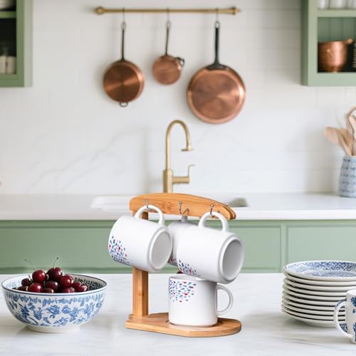 Coffee Mug Tree - Bamboo Mug Holder Hanger Stand for Countertop with