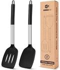 Pack of 2 Silicone Solid Turner, Non Stick Slotted Kitchen Spatulas