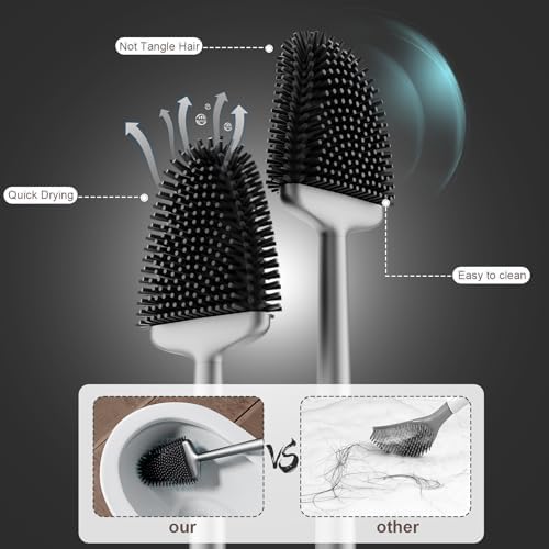 Sellemer Silicone Toilet Brush, Silver