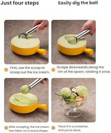 3Pcs Ice Cream Scoop,Heavy Duty Aluminum Alloy Cookie Scoop Set with