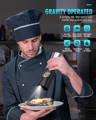 Gravity Electric Salt and Pepper Grinder Set, USB Rechargeable