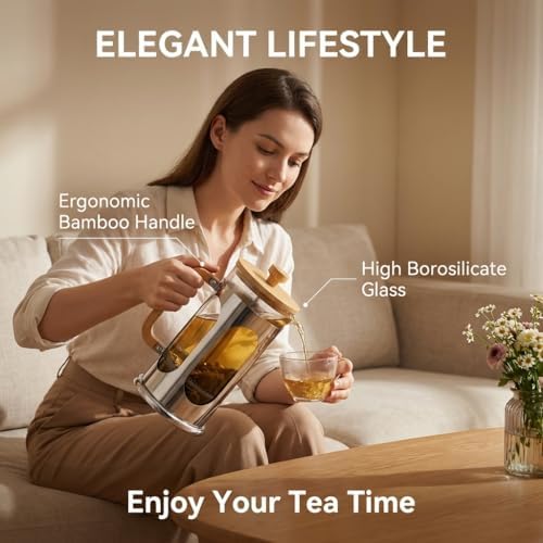 Sivaphe Borosilicate Glass French Press, 34 oz