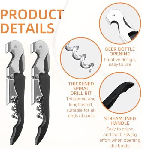 25 Pack Black Wine Opener Bulk Waiter Corkscrew Wine Opener Upgraded
