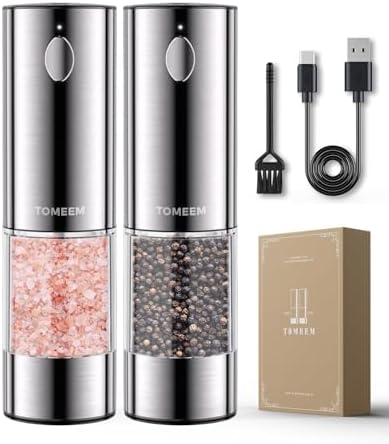 TOMEEM Rechargeable Electric Salt and Pepper Grinder Set