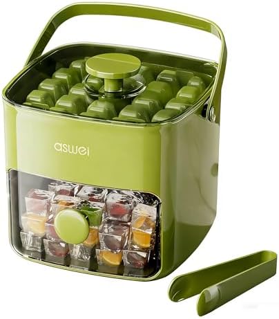Ice Cube Maker, Ice Cube Tray with Lid and Bin, Portable Ice Maker