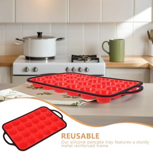 Homoyoyo Mini Muffin Pan with 24 Cups, Silicone Iron Frame Xmas