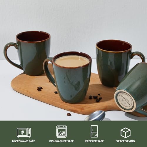 Pokini Coffee Mug 14oz, Coffee Mugs Set of 4, Cups for Latte Tea
