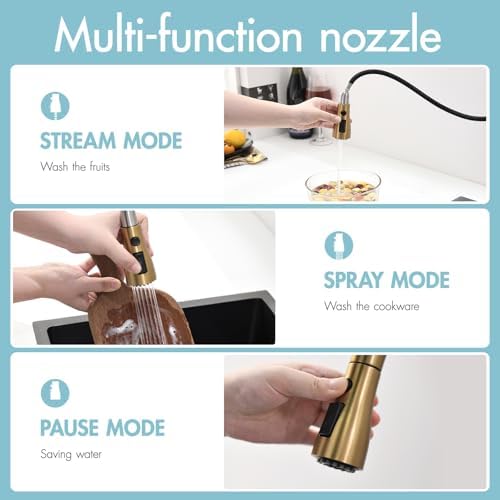 GIMILI Gold Kitchen Faucet with Pull Down Sprayer